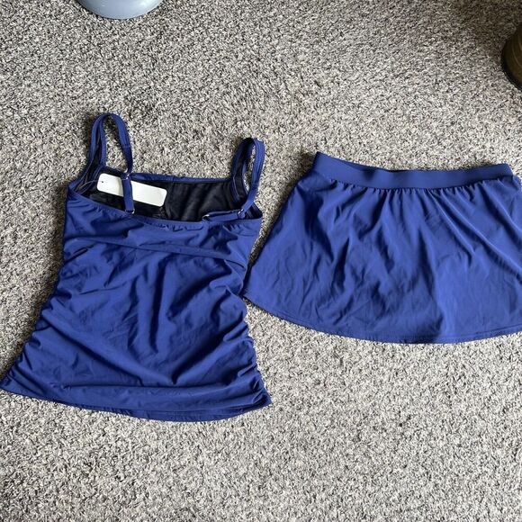 MiracleSuit Talbots Tankini Swim Skirt Set Swimsuit Navy Blue Women Size 6 New - Picture 6 of 7